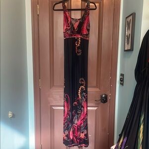 Papillon Black and Pink Maxi Dress M